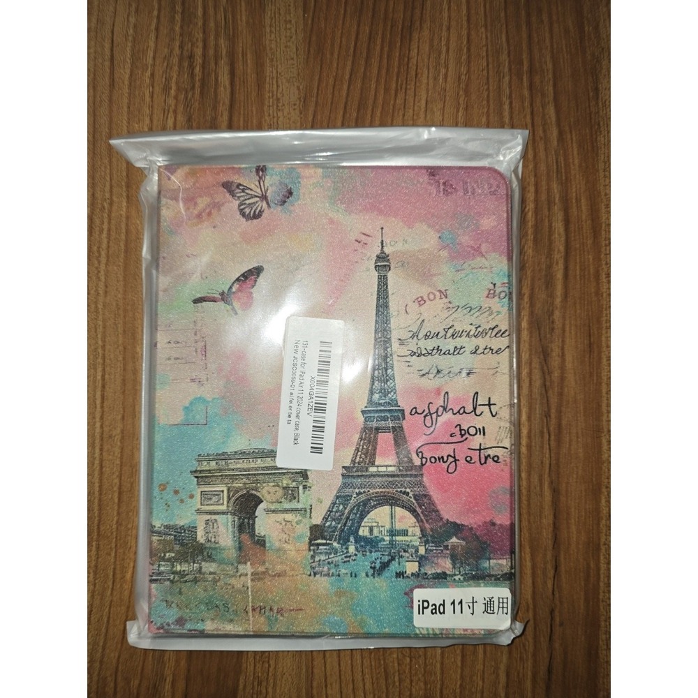 Shecaset iPad Air 11 inch Case M2 2024 Premium Leather Paris Eiffel Tower Cover